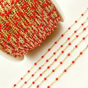 Gold Plated Sterling Silver Enamel Red Color Cable Chain